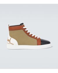 Christian Louboutin - Fun Louis Leather-Trimmed Sneakers - Lyst
