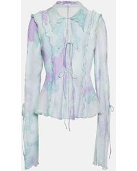 Acne Studios - Printed Cotton And Silk Chiffon Top - Lyst