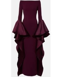 Solace London - Astria Off-Shoulder Satin-Trimmed Gown - Lyst