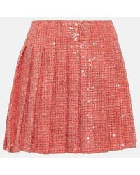 Self-Portrait - Pleated Sequined Boucle Miniskirt - Lyst