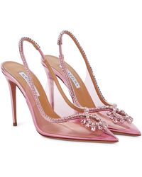 Aquazzura Seduction 105 Embellished Pvc Court Shoes - Pink