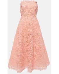 Carolina Herrera - Strapless Guipure Lace Midi Dress - Lyst