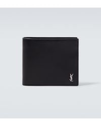 Saint Laurent - Tiny Cassandre Leather Bi-Fold Wallet - Lyst