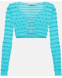 Self-Portrait - Embellished Striped Knit Cardigan - Lyst