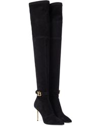 Balmain Raven Stretch-suede Over-the-knee Boots - Black