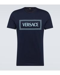 Versace - Logo Embroidered Cotton Jersey T-shirt - Lyst