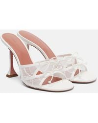AMINA MUADDI - Eleonora Bow-Detail Lace Mules - Lyst