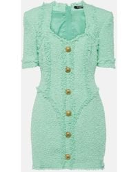 Balmain - Vestido Corto De Tweed Adornado - Lyst