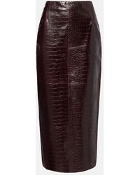 Nour Hammour - Elyse Croc-Effect Leather Pencil Skirt - Lyst