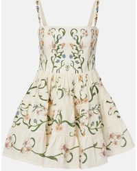 Agua Bendita - Lima Laguna Floral Linen Minidress - Lyst