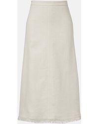 Max Mara - Fiocchi Linen And Cotton Midi Skirt - Lyst