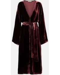 Asceno - Belted Velvet Midi Dress - Lyst