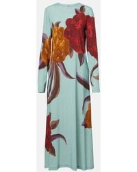 La DoubleJ - Vestido Midi Swing De Jersey Floral - Lyst