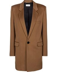 Saint Laurent Blazer oversize en feutre de laine et cachemire - Marron