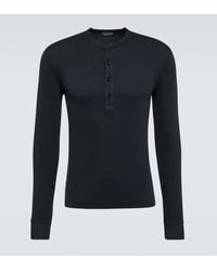 Tom Ford - Ribbed-Knit Jersey Henley Shirt - Lyst