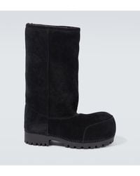 Balenciaga - Alaska Fur High Suede Boots - Lyst