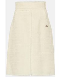 Dolce & Gabbana - Front-Slit Tweed Midi Skirt - Lyst