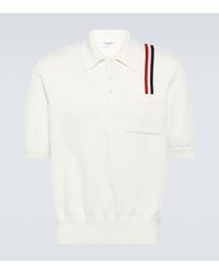 Thom Browne - Rwb Stripe Cotton Polo Shirt - Lyst