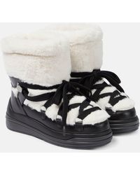 Moncler - Insolux Faux Fur And Suede Snow Boots - Lyst