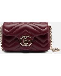 Gucci - Schultertasche Gg Marmont Mini Aus Leder - Lyst
