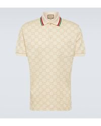 Gucci - Monogram-embroidered Stretch-cotton Piqué Polo Shirt - Lyst