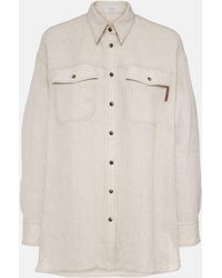Brunello Cucinelli - Oversized Linen Shirt - Lyst