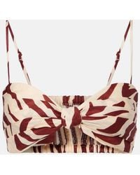 Johanna Ortiz - Pleated Printed Linen Bra Top - Lyst