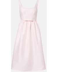 Self-Portrait - Belted Taffeta Midi Dress - Lyst