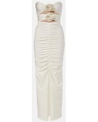 Adriana Degreas - Cutout Floral-Applique Ruched Maxi Dress - Lyst