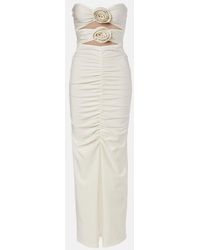 Adriana Degreas - Cutout Floral-Applique Ruched Maxi Dress - Lyst