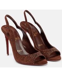 Christian Louboutin - Nudes Degrachick Suede Sandals - Lyst