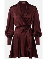 Zimmermann - Silk Satin Wrap Dress - Lyst