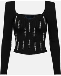 Costarellos - Lamarr Embellished Ribbed-knit Top - Lyst
