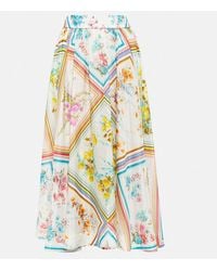 Zimmermann - Halcyon Floral Silk Midi Skirt - Lyst