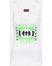 Gucci - Logo Cotton Tank Top - Lyst