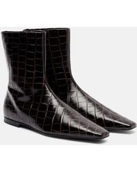 TOTEME - Croc-Effect Leather Ankle Boots - Lyst
