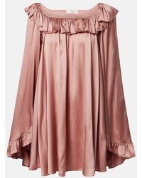Chloé - Ruffled Silk Satin Minidress - Lyst