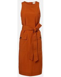 Saint Laurent - Belted Midi Dress - Lyst