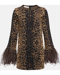 Valentino - Feather-trimmed Leopard-print Sweater - Lyst