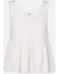 Chloé - Polka-Dot Peplum Silk Top - Lyst
