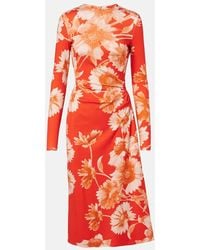 Erdem - Floral Draped Ponte Jersey Midi Dress - Lyst