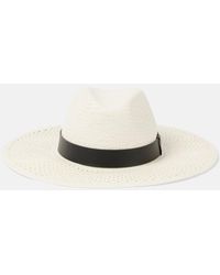 Max Mara - Woven Leather-trimmed Panama Hat - Lyst