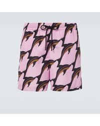 Gucci - Printed Poplin Swim Trunks - Lyst