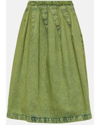 Marni - Pleated Denim Midi Skirt - Lyst