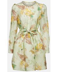 Zimmermann - Matchmaker Floral Linen And Silk Minidress - Lyst