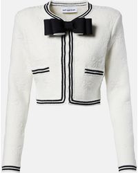 Self-Portrait - 'Cream Bow Jacquard' Cardigan - Lyst
