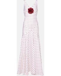 Rodarte - Polka-Dot Floral-Applique Silk Twill Gown - Lyst