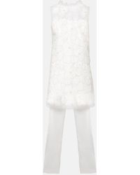 Self-Portrait - Bridal Bow-Detail Beaded Satin Minidress - Lyst