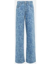 Alessandra Rich - Jeans anchos con estampado floral - Lyst