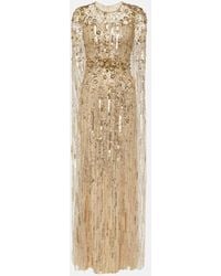 Jenny Packham - Caped Sequined Gown - Lyst